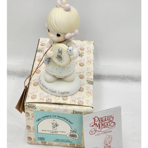 Precious Moments Figurine Birds Of Feather Collect Together 1986 Vintage E-0006 - Picture 8 of 11